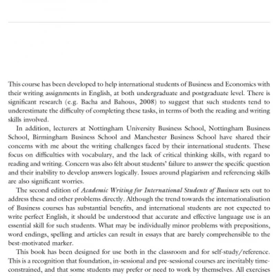 Academic Writing for International Students of Business by Stephen Bailey