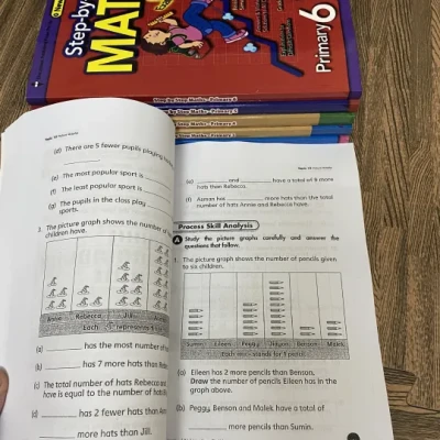 Bộ 3 Quyển - Level 4 - Complete maths, Step by step math, Challenging 4 in 1 maths (Tiểu học) - Hanoi Bookstore