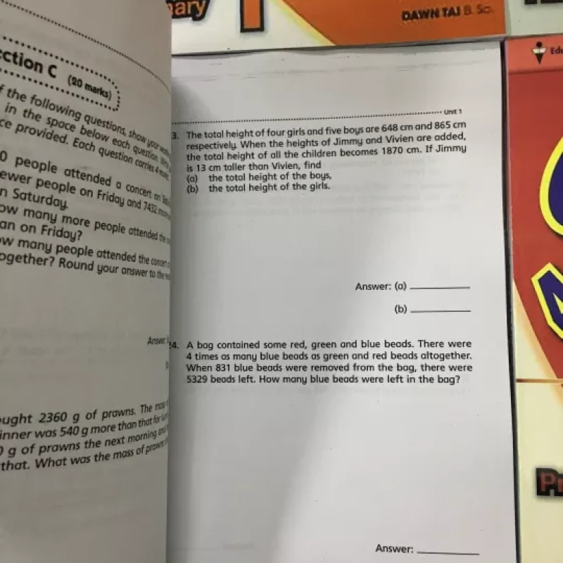 Bộ sách Challenging 4 in 1 maths 1,2,3,4,5,6 (Sách đen trắng)