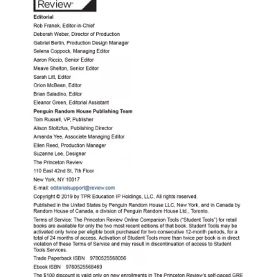 Cracking the GRE Premium Edition with 6 Practice Tests, 2020