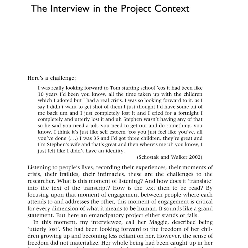 Sách Interviewing and Representation in Qualitative Research Projects