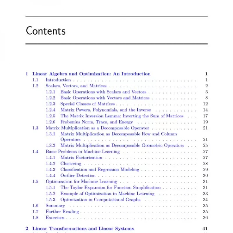 Linear Algebra and Optimization for Machine Learning A Textbook