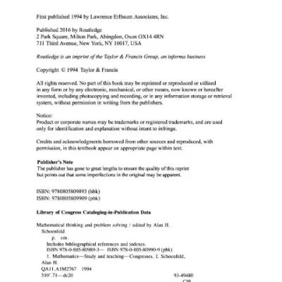 Mathematical Thinking and Problem Solving