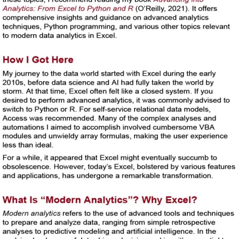 Modern Data Analytics in Excel - Hanoi Bookstore