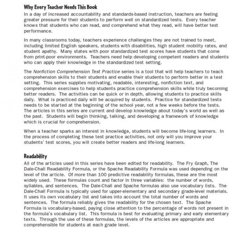 Nonfiction Comprehension Test Practice Level 3 (sách đen trắng) Sách tiếng anh