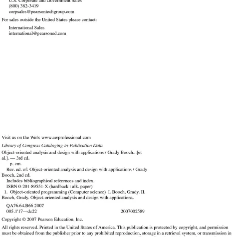 Object-oriented analysis and design with applications