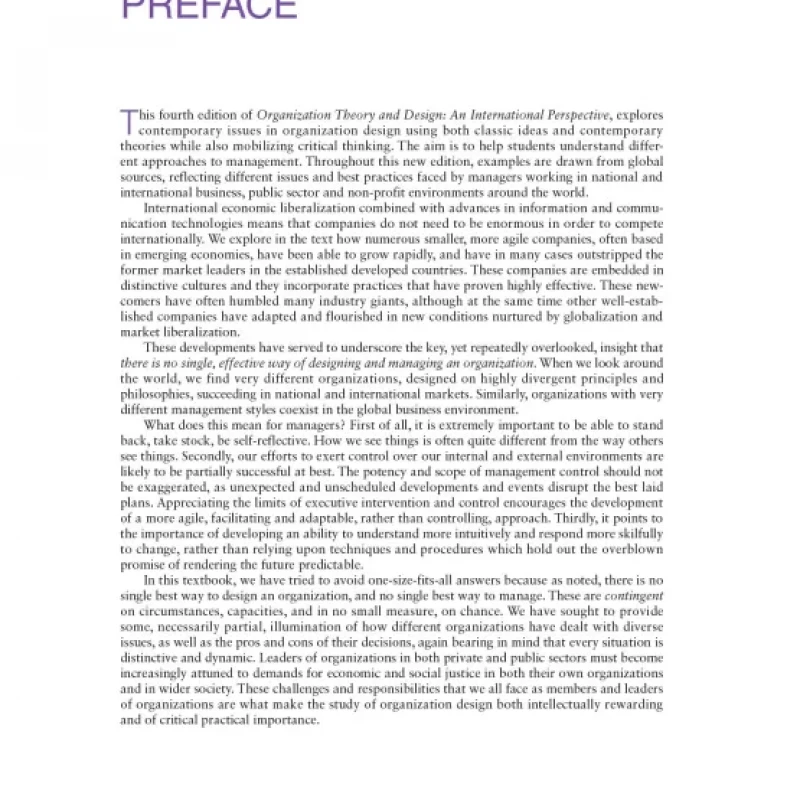 Organization Theory Design An International Perspective