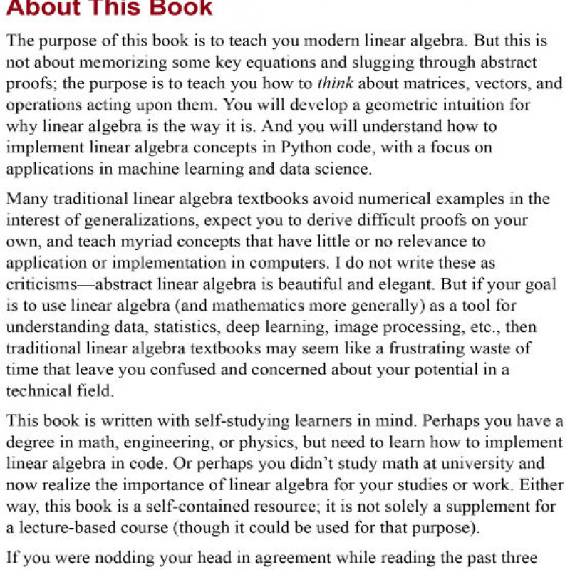 Practical Linear Algebra for Data Science From Core Concepts to Applications Using Python (sách gia công)
