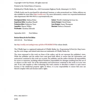 Programming PyTorch for Deep Learning Creating and Deploying Deep Learning Applications