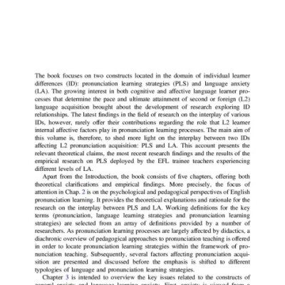 Pronunciation Learning Strategies and Language Anxiety In Search of an Interplay
