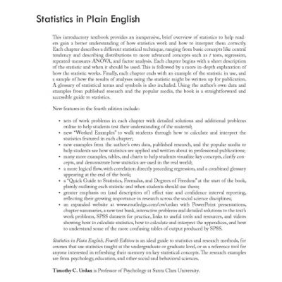 Statistics in Plain English