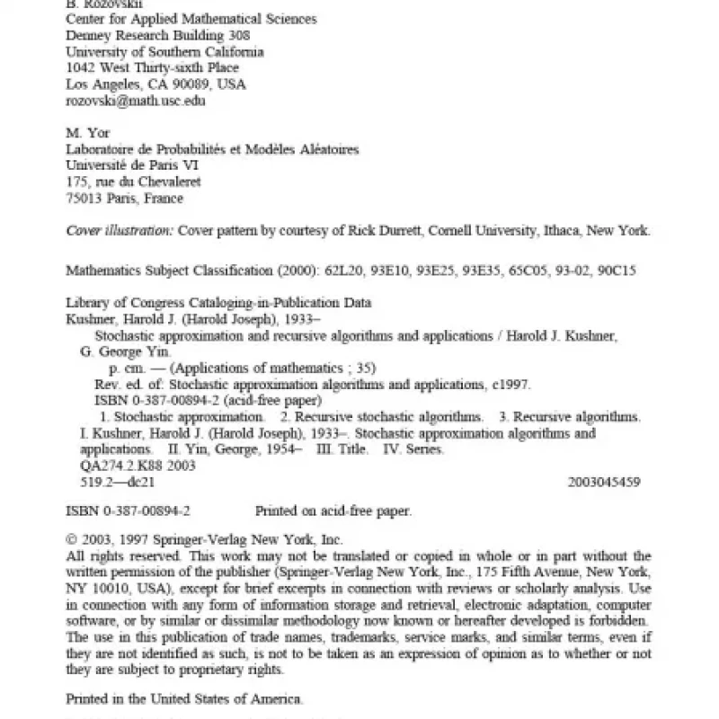 Stochastic approximation and recursive algorithms and applications