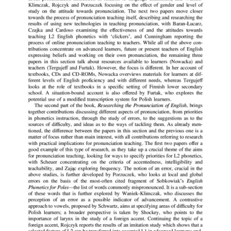 Teaching and Researching the Pronunciation of English