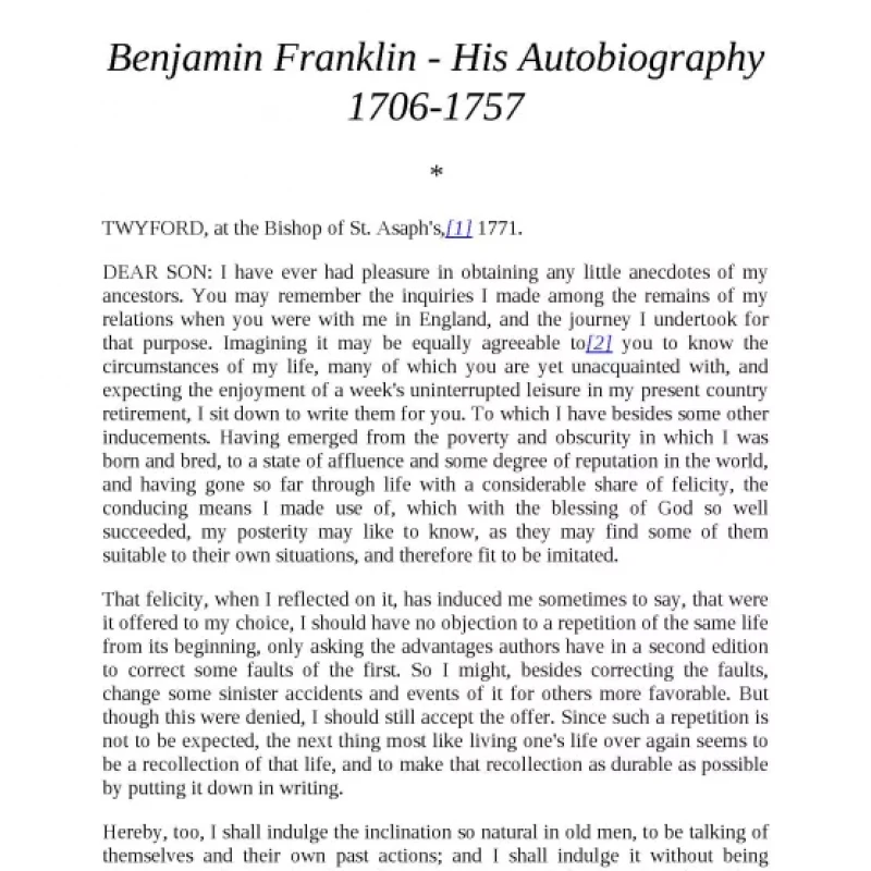 The Autobiography of Benjamin Franklin